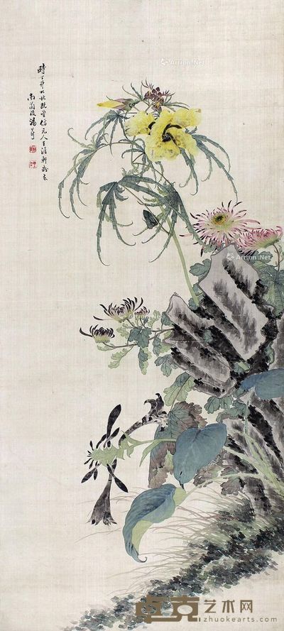 汤世澍 花卉 104×47cm