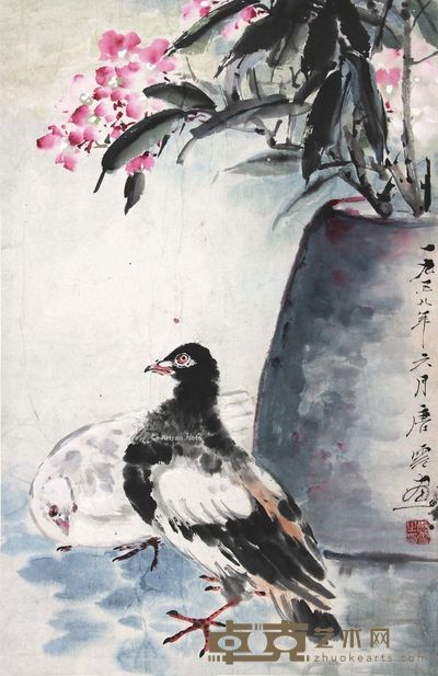 唐云 鸽 62×40cm