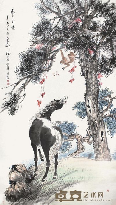 倪田 封侯图 143×80cm