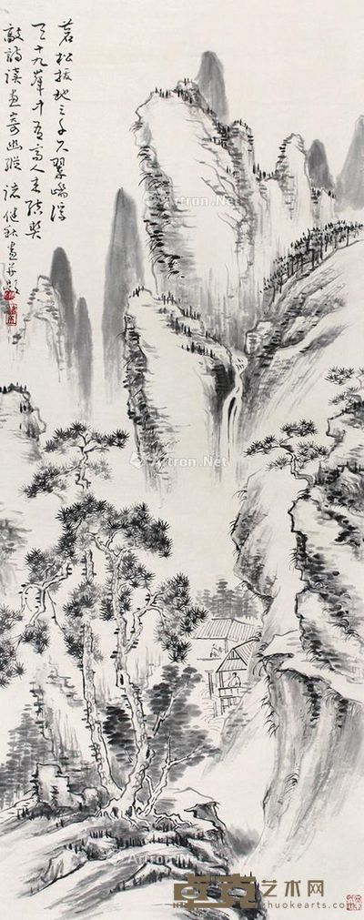 褚健秋 山水 107×43cm