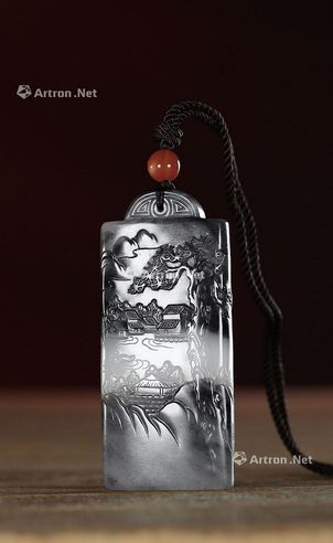 姚圣国 和田青花籽料松泉清心牌