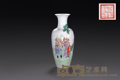 民国 粉彩人物瓶 高:46.5cm 口径:13cm