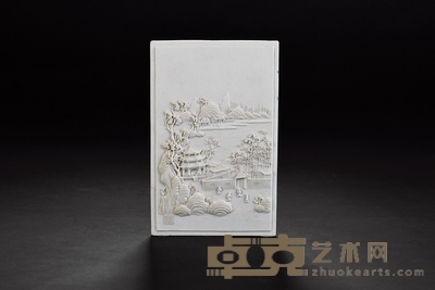 清 陈国治 山水人物瓷板 23×14.5cm