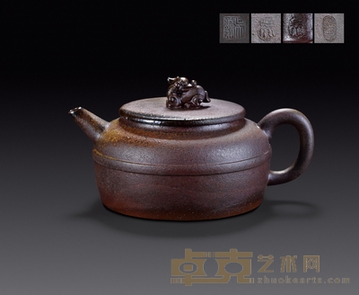 阳羡窑紫砂天乐辟邪壶 长:15cm 宽:11cm 高:9cm 容量:450cc