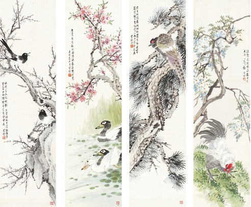 傅菩禅 花鸟四屏