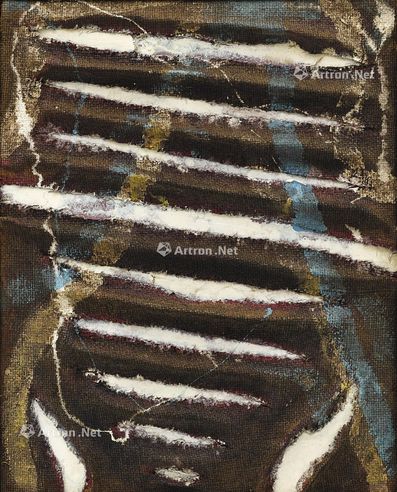 前川强 1965年作 无题（A41） 画框 油画及麻布拼贴于画布