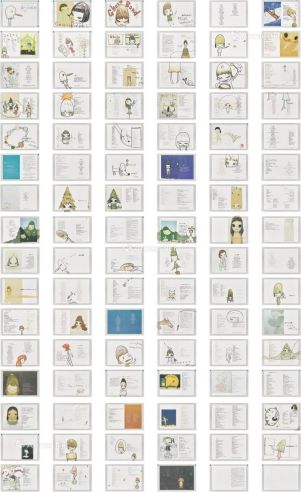 奈良美智  2006年作 问候鸟儿（一组96件） 彩色铅笔及压克力纸本