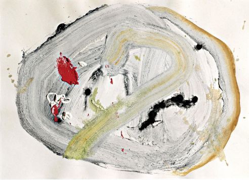 吉原治良 约1960年代作 作品 镜框 油画及矿物颜料纸本