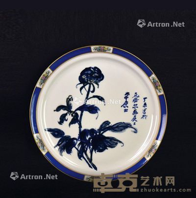 芍药瓷碟镜框 直径13.5cm