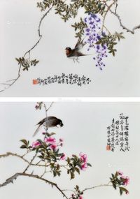 花鸟瓷板 （一对）