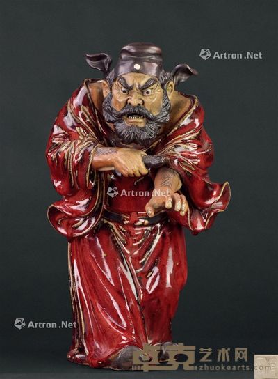 20世纪早期 石湾石榴红大钟馗 高42.5cm