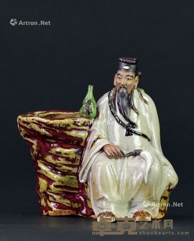 20世纪早期 石湾 吕洞宾坐像 高15cm