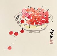 樱桃 镜心 设色纸本