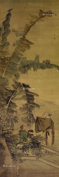 上官周作品 轴心 设色绢本