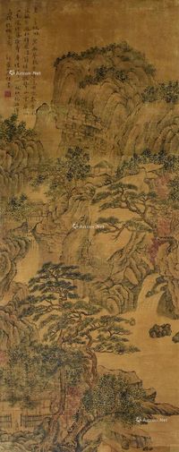 华嵒作品 轴心 设色绢本