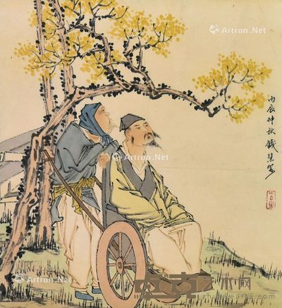 钱慧安作品 镜心 设色纸本 30.3×29.5cm