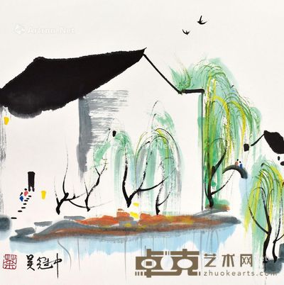 吴冠中作品 镜心 设色纸本 40×40cm