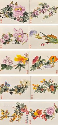 花卉 （10册） 册页 设色纸本