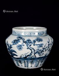 元代式青花三君子图小罐