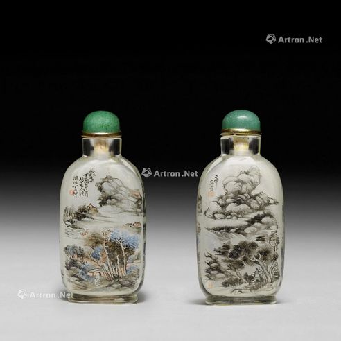1897 玻璃内画仿元人山水图鼻烟壶