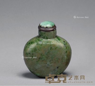 清 绿石素面 鼻烟壶 高6.5cm