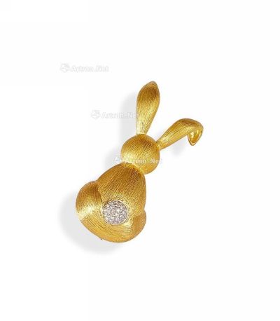 黄18K金钻石「兔子」胸针