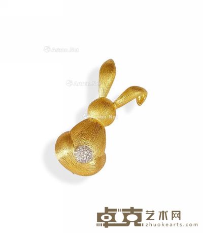 黄18K金钻石「兔子」胸针 --
