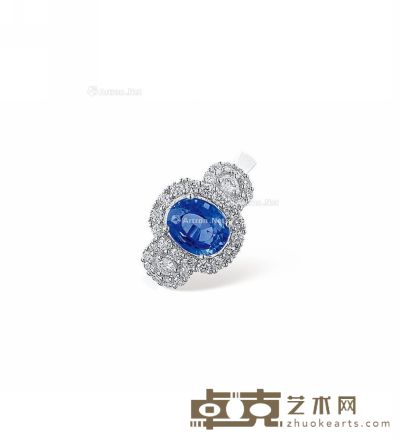 1.79克拉天然蓝宝石配钻石戒指 --