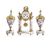 法国 十九世纪大理石廊柱钟 （三件套）