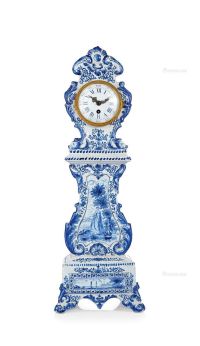 荷兰 十九世纪代尔夫特青花陶瓷座钟