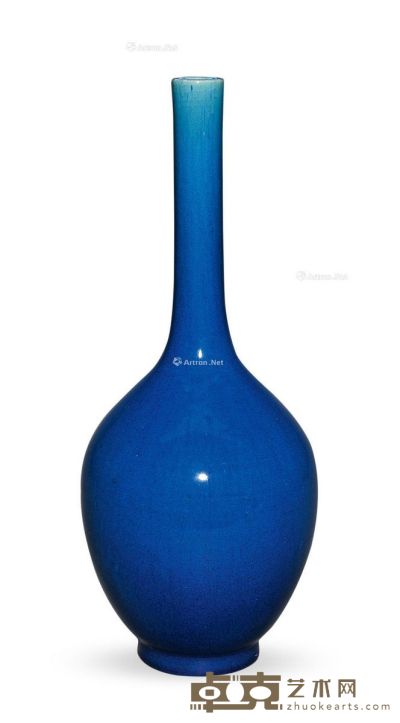 清 蓝釉胆瓶 高39.5cm