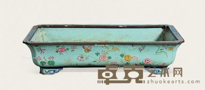 清中期 铜胎画珐琅水仙盆 长40cm