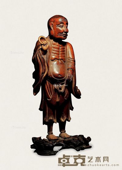 清初 木雕罗汉像 高25cm