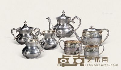 19世纪 镀银茶具 （一套） 尺寸不一