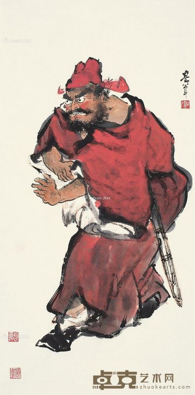 欧豪年 红衣钟馗 101×48.5cm