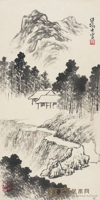 傅狷夫 山水 60×30cm