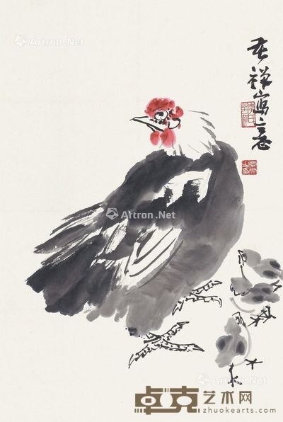 李苦禅 母子平安图 68.5×45.5cm