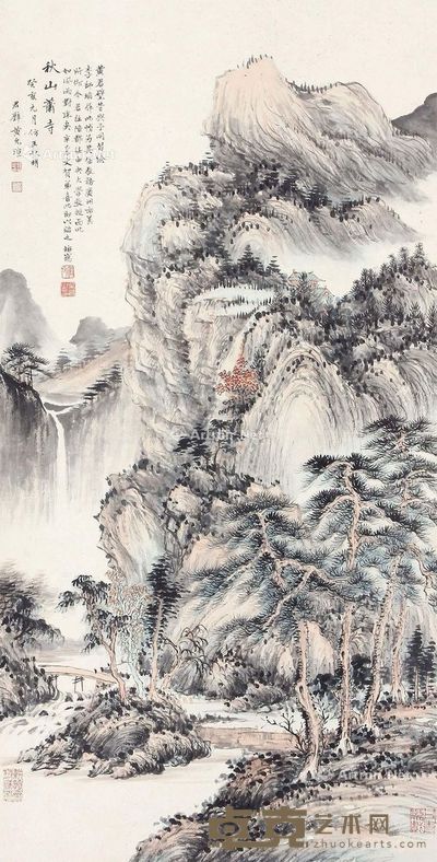 黄君璧 秋山萧寺 95×49cm