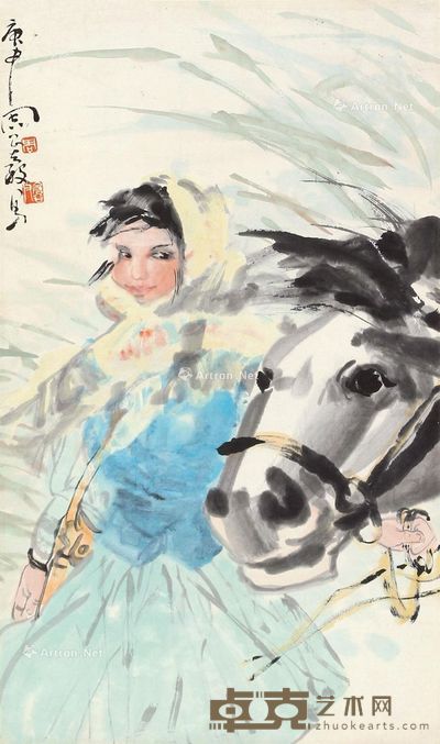 周昌谷 少女 68×40cm