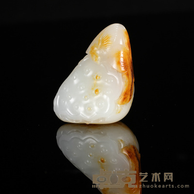 瞿利军 和田玉籽料喜事连连把件 5.4×2.9×3.2cm 独籽