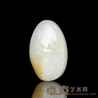 张成西  和田玉籽料山水牌 5.8×3.8×1.5cm