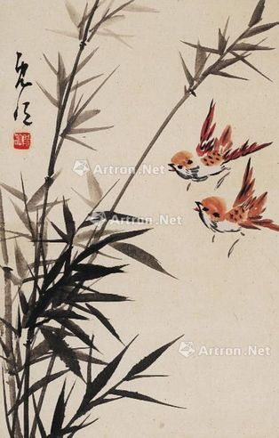 刘既明 竹雀图