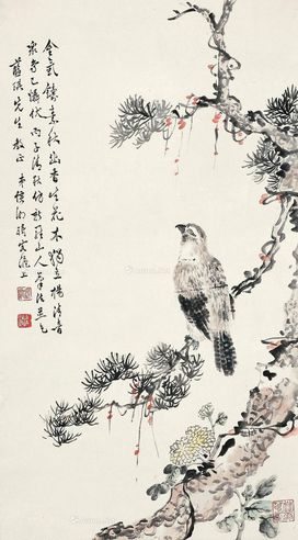 侯湘 丙子（1936年）作 花鸟 镜片 设色纸本