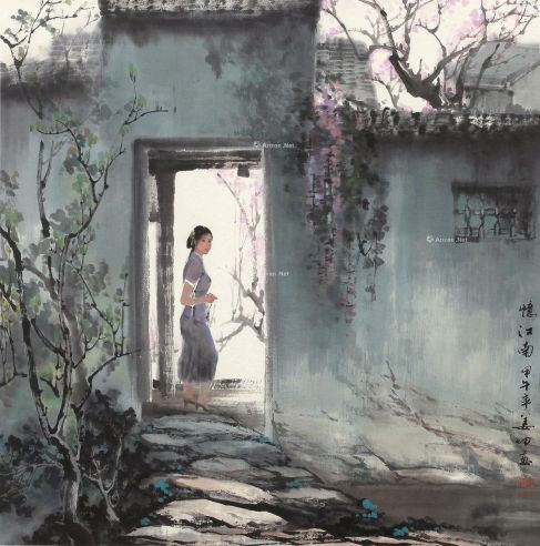 姜坤 甲午（2014年）作 忆江南 镜框 设色纸本