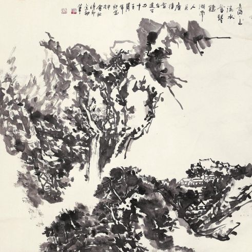 黄定初 甲戌（1994年）作 高山流水 立轴 水墨纸本