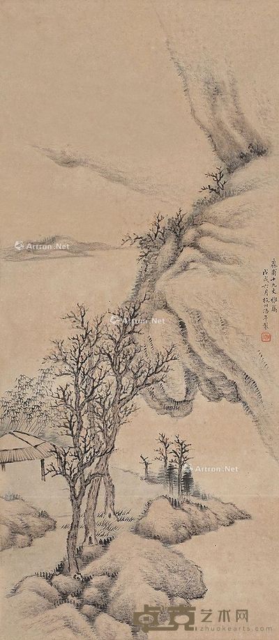 汪洛年 山水 81×35cm