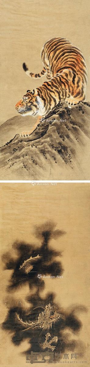 佚名 龙虎 127×62cm×2