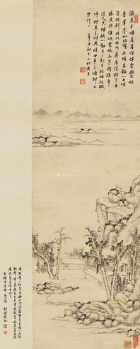 黄易 1781年作 仿倪云林山水 立轴 水墨纸本