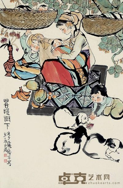 程十发 菩提树下 80×52cm