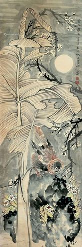 倪田 芭蕉锦鸡图